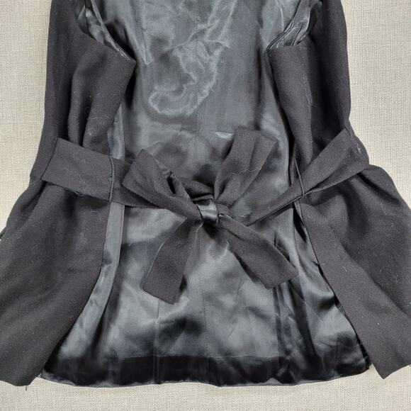 Gap Womens Vest Large Black Wool Blend Plunging Neck Waist Tie Double Breasted - Picture 8 of 13